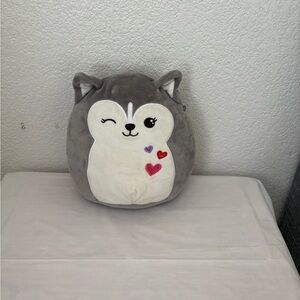 Squishmallows Gray and White Wolf Accent Pillow